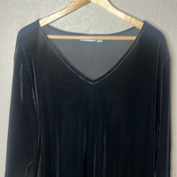 Susan Graver 3X Black Velvet V Neck 3/4 Sleeve Tunic Stretch Essential Holiday - Picture 2 of 9